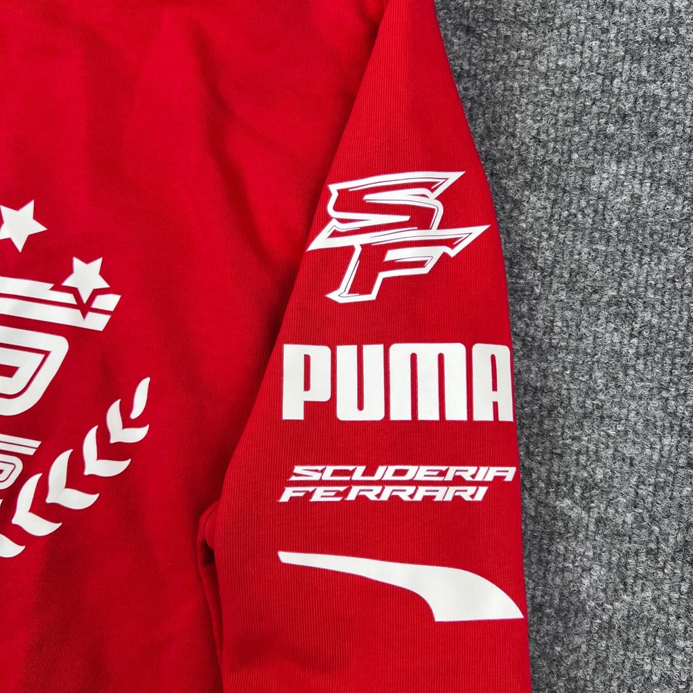 Puma Ferrari Hoodie Mens L Red 95 Years Racing Sponsors Graphic Sweatshirt - Picture 7 of 11